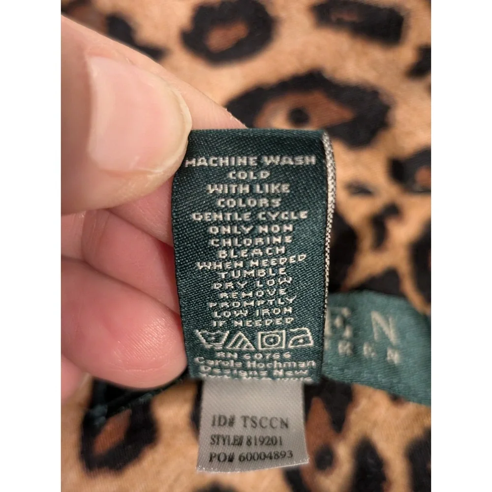 Lauren Ralph Lauren Womens Medium Leopard Print Monogram Pajama‎ Set